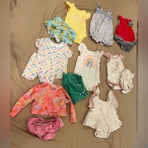 Colorful Baby Clothing Set & Bathing Suite With Swim Diaper  3-6 months